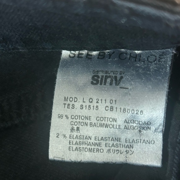 See by Chloe Black Logo Slim Fit Jeans Size 27 - Picture 3 of 5